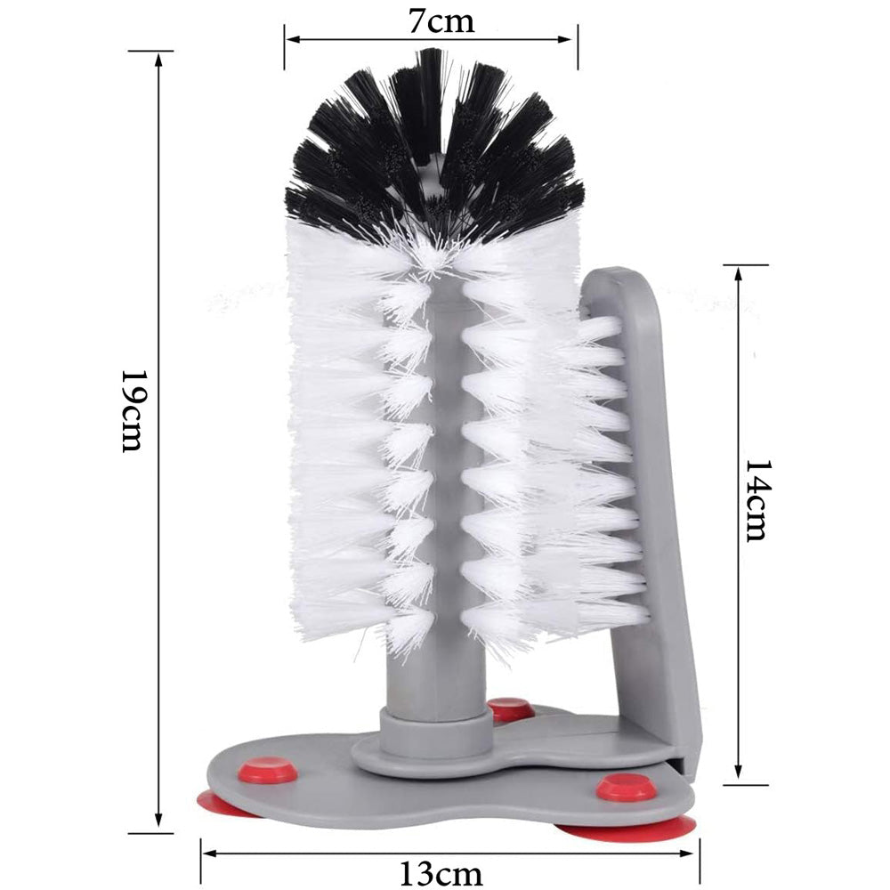 Double Side Bar Glass Brush Washer Cleaner with Suction Base