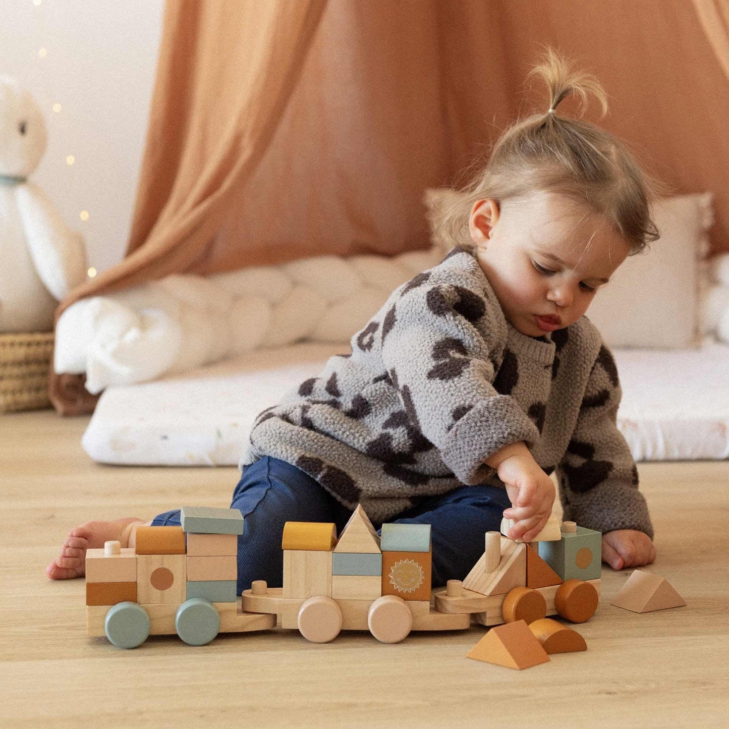 Wooden Block Train Set