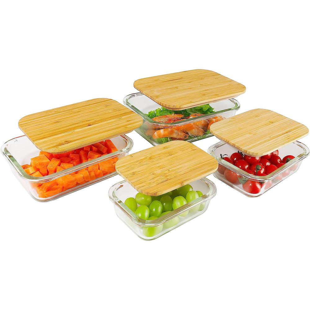 Food Storage Container Glass with Bamboo Lid