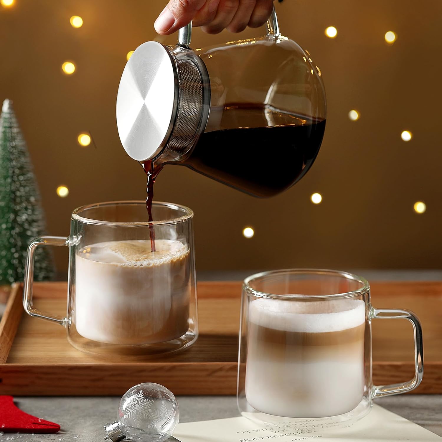 300ml 2-Pcs Danny Home High-Quality Clear Glass Mug Set