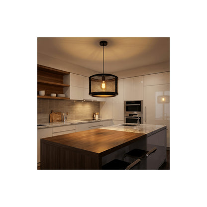 Nino Germany VITO Cage Pendant Light – Industrial Black & Gold Hexagonal Hanging Lamp