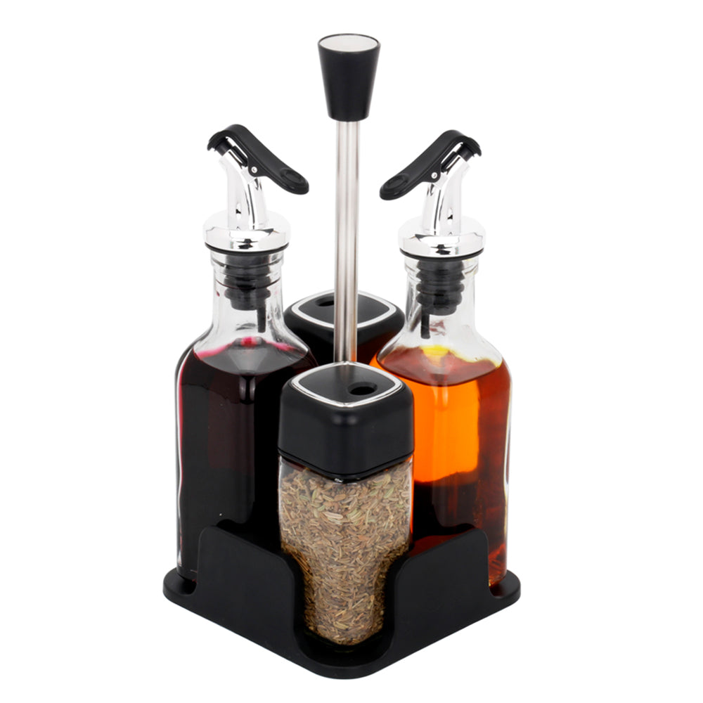 4-Pieces Set Glass Oil & Vinegar Cruet Bottle