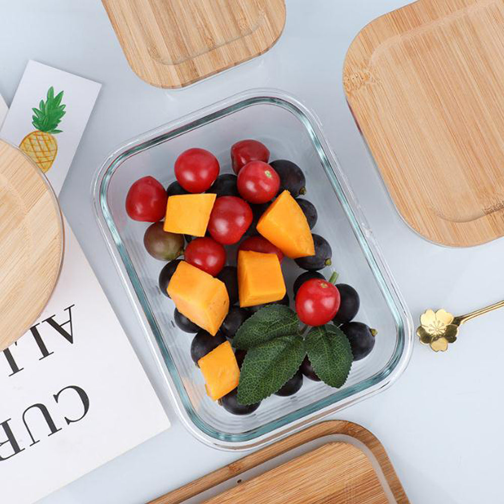 Food Storage Container Glass with Bamboo Lid