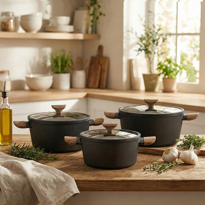DSP CA021-S02 𝑴𝒂𝒔𝒕𝒆𝒓𝒑𝒊𝒆𝒄𝒆 𝑪𝒐𝒐𝒌𝒘𝒂𝒓𝒆 Set of 6-Pcs Black