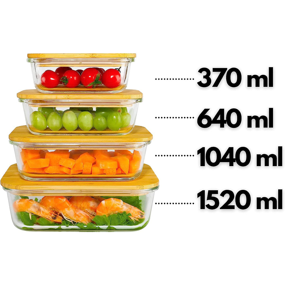 Food Storage Container Glass with Bamboo Lid