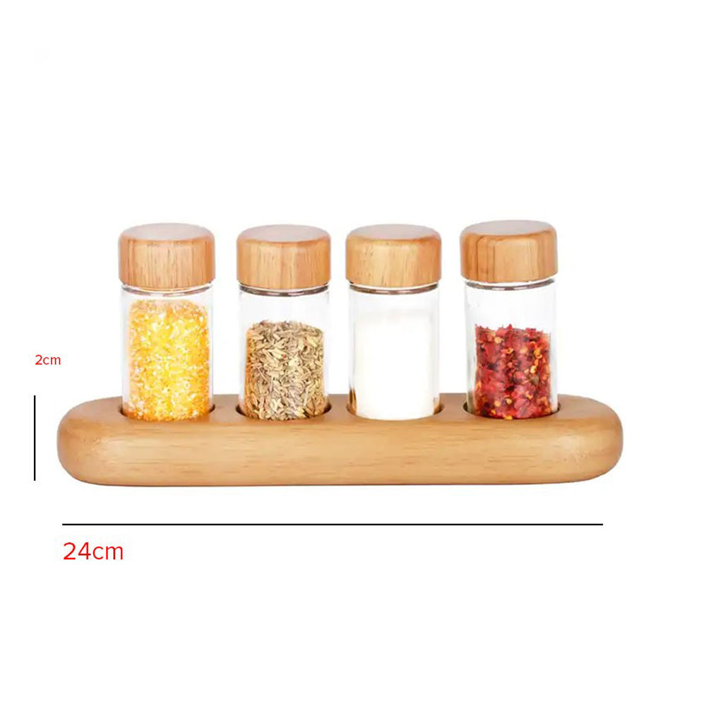 4 Jar Seasoning Bottle Set With Base Holder M-04 (D4 x H10)cm