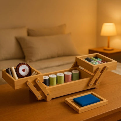 Relaxdays Bamboo Folding Jewelry Box – Sustainable Multi-Level Organizer with 5 Compartments