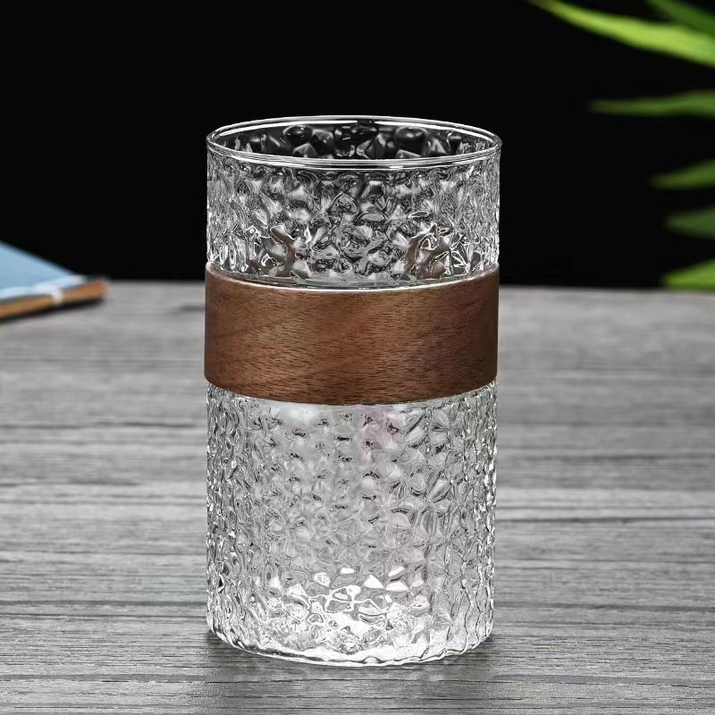 Danny Home 2-Pcs Whisky Glasses Wood Handle Set 310ml