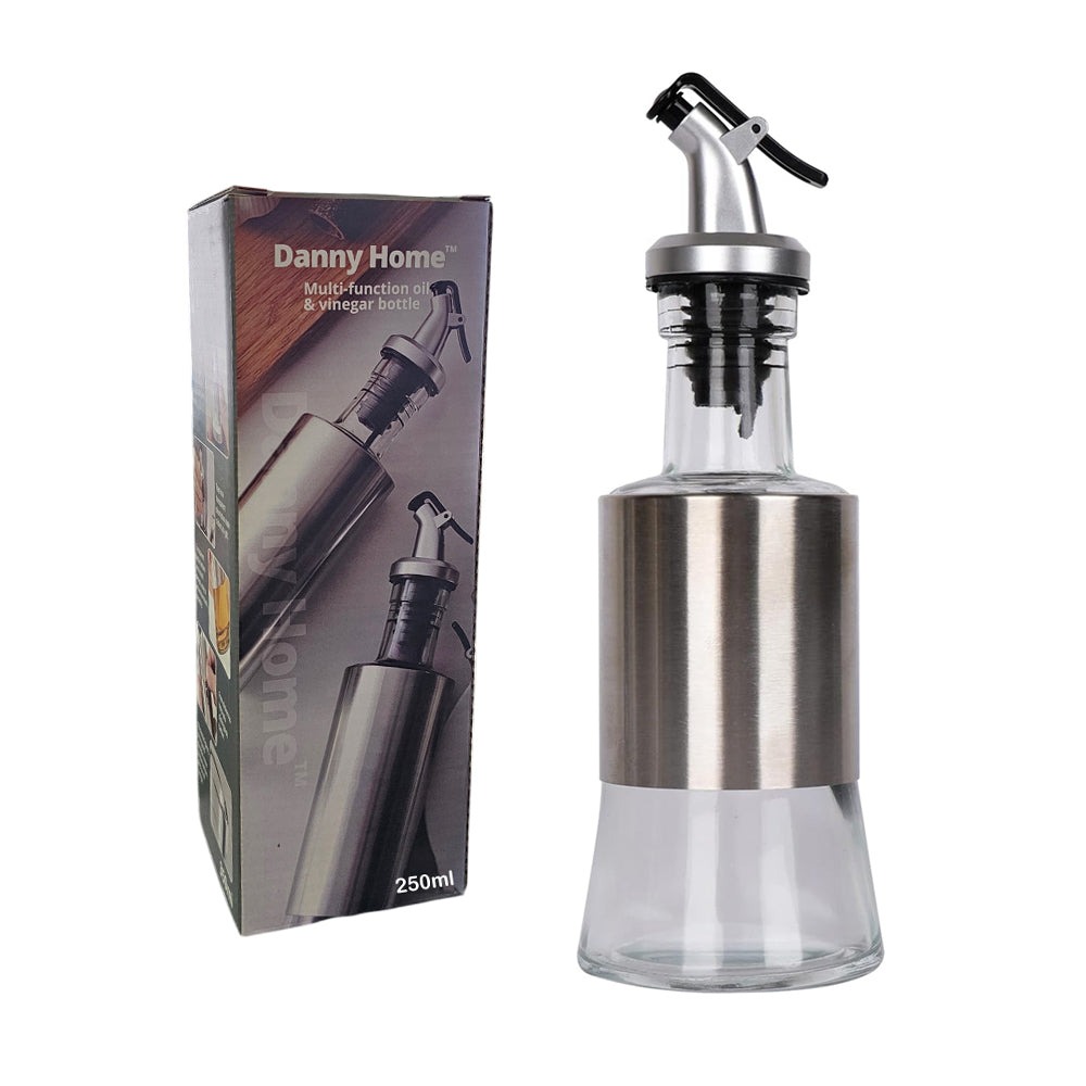 Danny Home Cruet Glass Stainless Steel Cover Oil And Vinegar Dispenser – 250ml