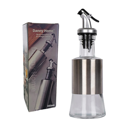 Danny Home Cruet Glass Stainless Steel Cover Oil And Vinegar Dispenser – 250ml