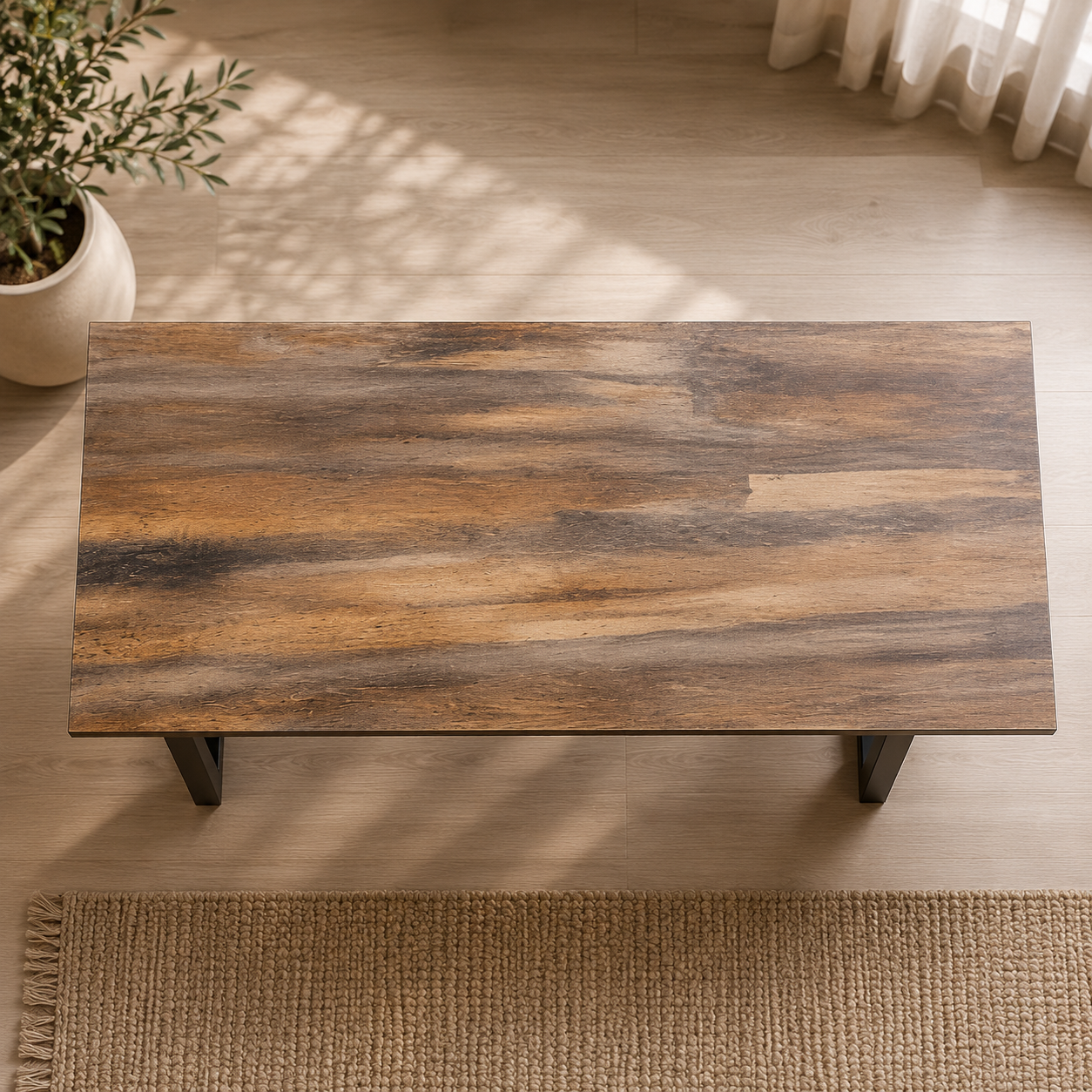 U-Gestell MDF Scratch-Resistant Dining Table with Metal Legs