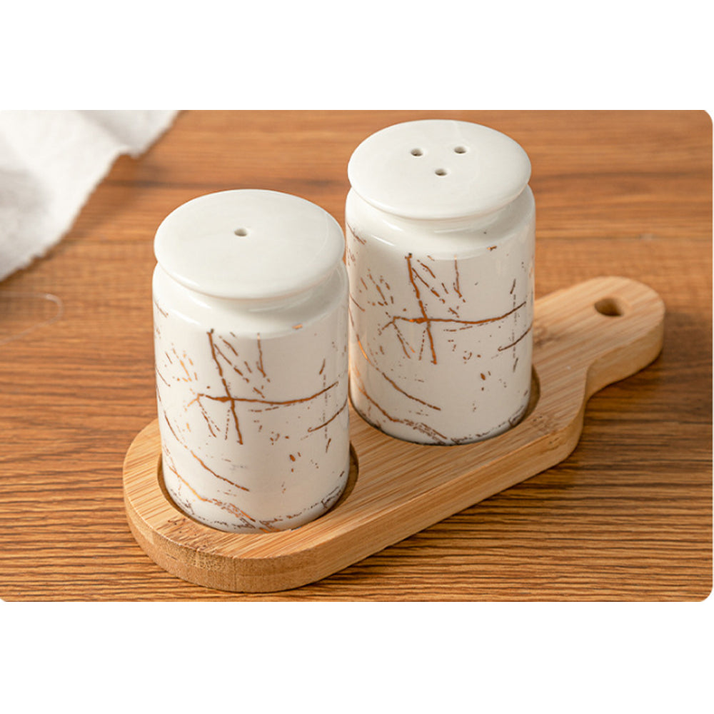 Ceramic Abstract Designed Salt and Pepper Set of 2