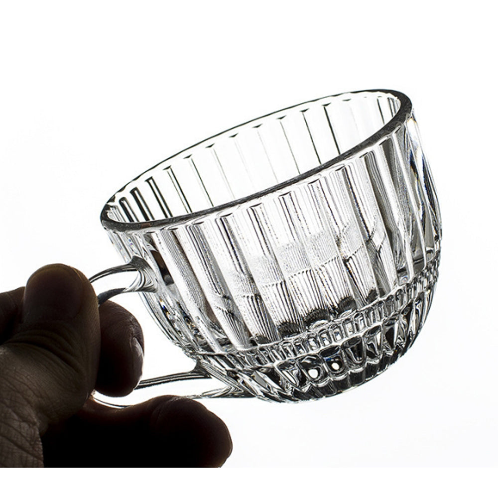 DELI 6-Pieces 240-ml Glass Coffee & Tea Mug Set with Saucers