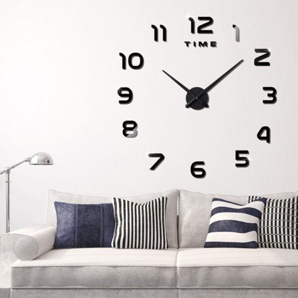 DIY Wall Clock 3D Mirror, Clock Wall Stickers 80 cm