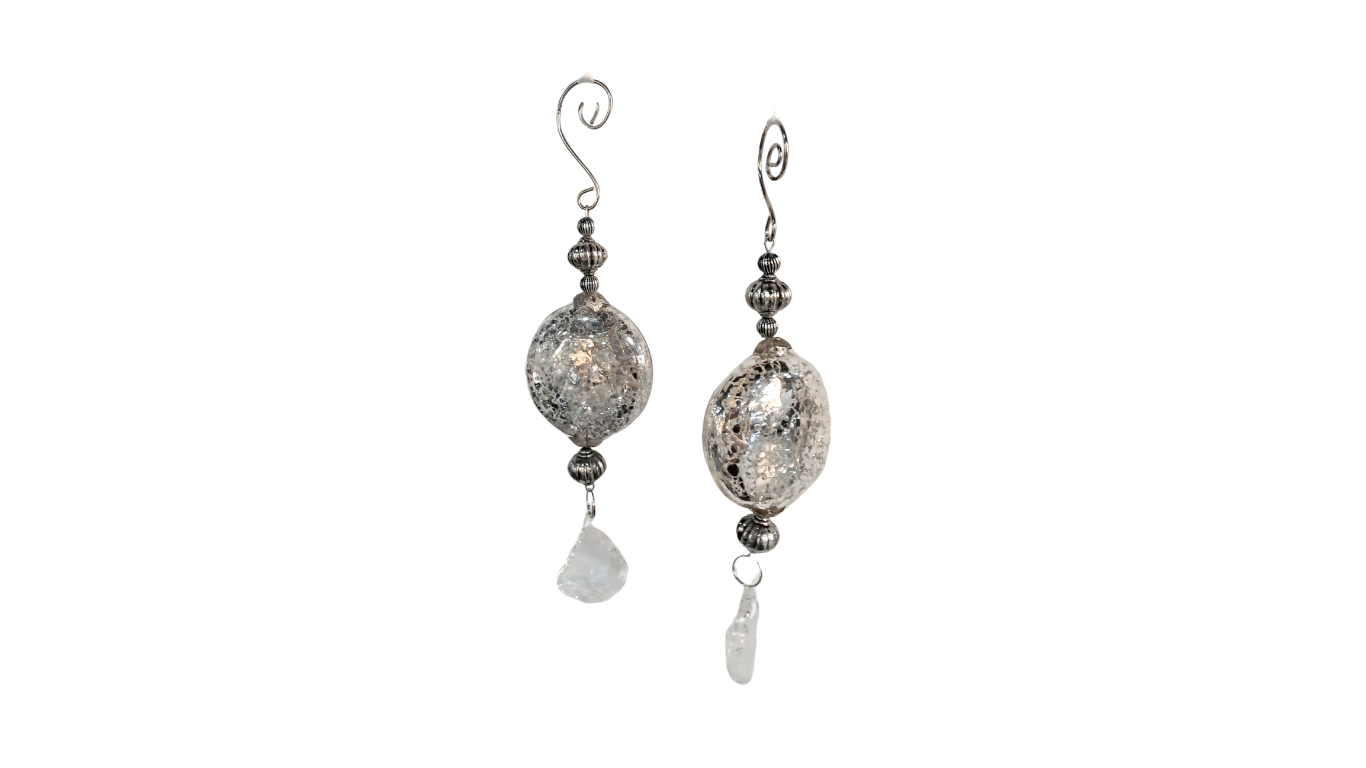 Set of 2 Glass Christmas Ornaments