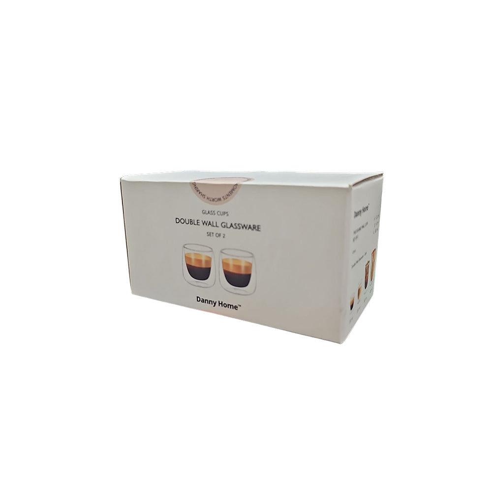 80ml 2-Pcs Danny Home Double Walled Espresso Glasses Set