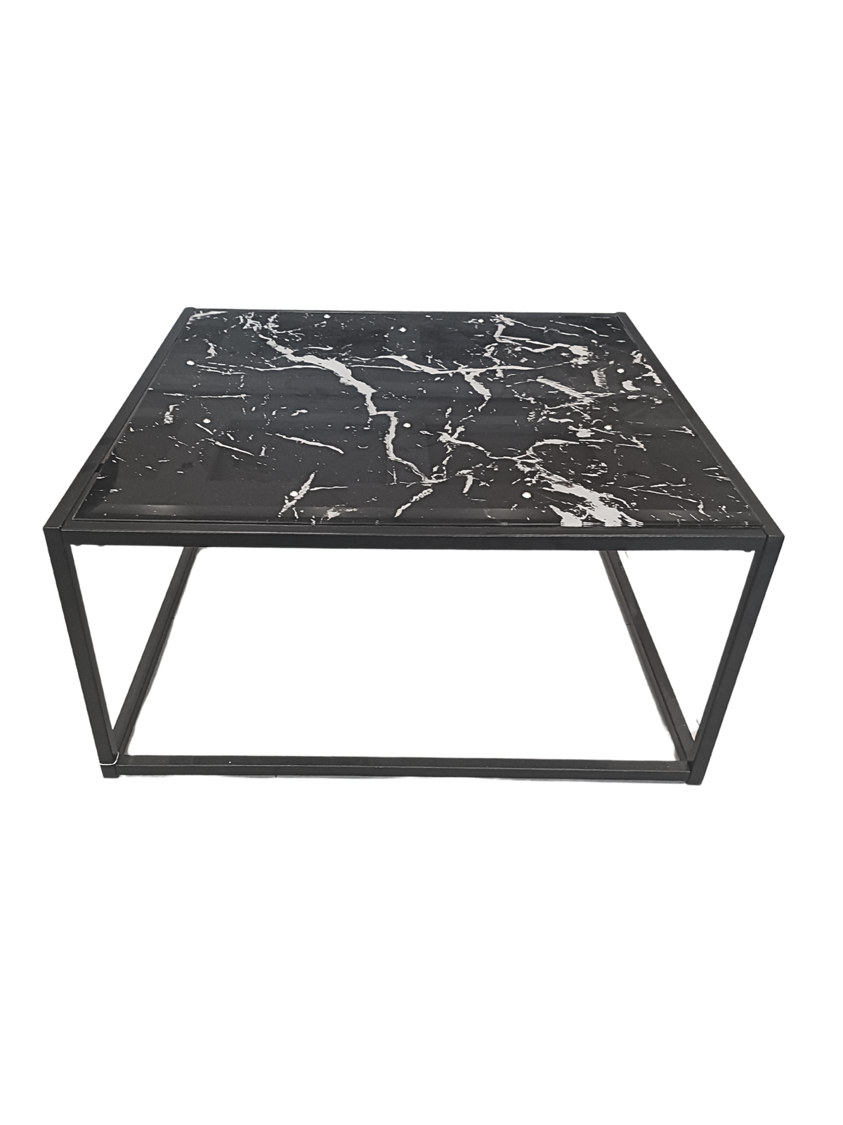 Nevia-2 Glass Marble Look Square Table by Reality