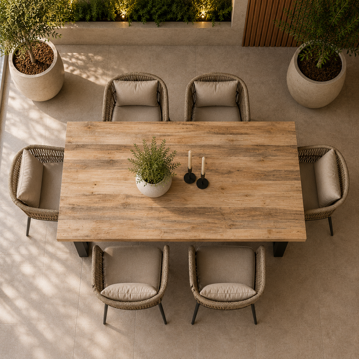 U-Gestell MDF Scratch-Resistant Oak Dining Table with Metal Legs