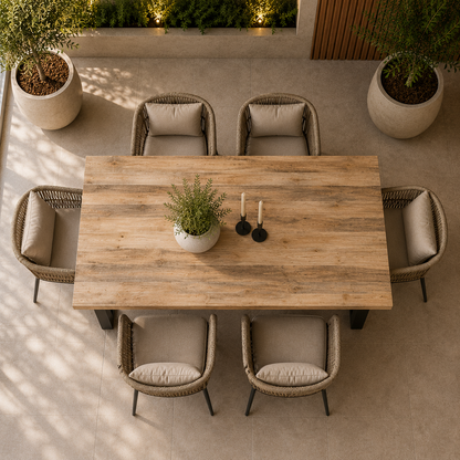 U-Gestell MDF Scratch-Resistant Oak Dining Table with Metal Legs