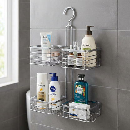 Miomare 2 Tier With 4 compartments Stainless Steel Hanging Bathroom Rack