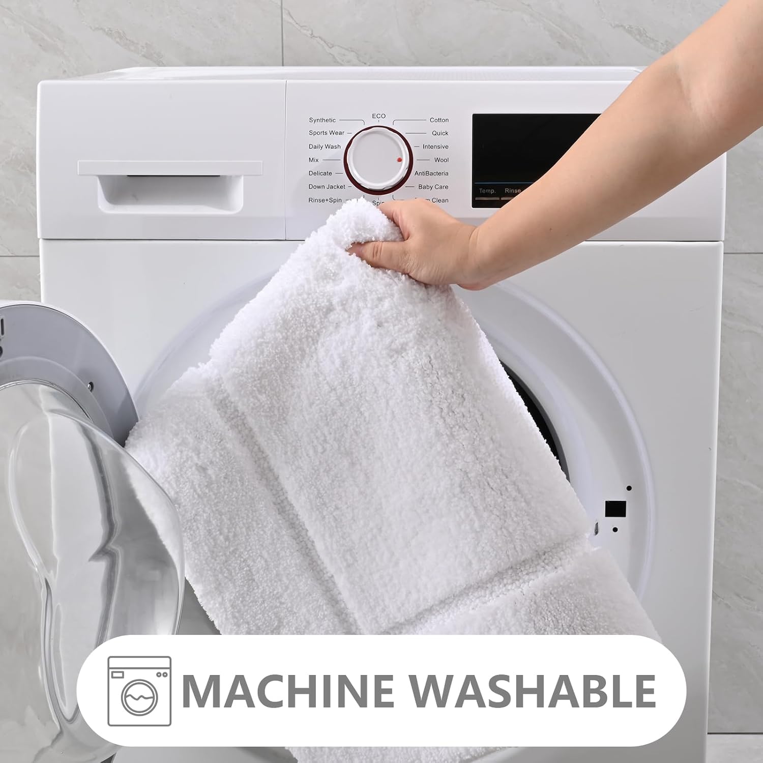 Danny Home Luxury Bath Mat Absorbent Non-Slip Washable Shaggy Bathroom Rug 50X80CM – White