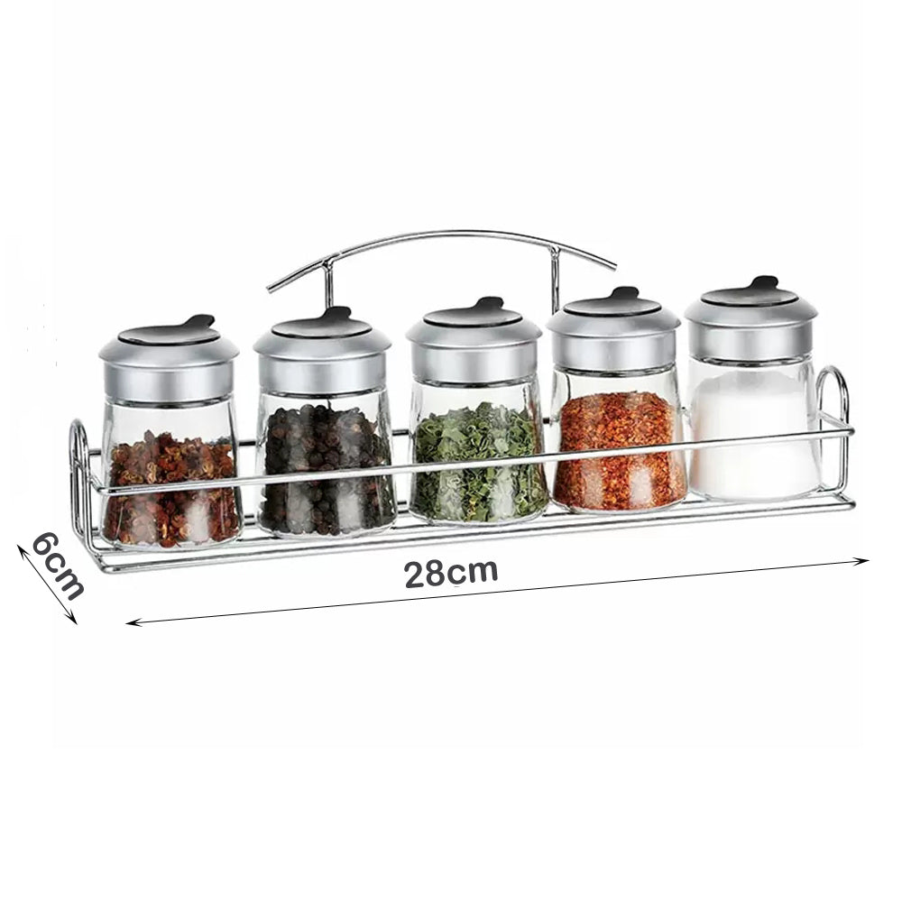 Danny Home Glass 5-Pcs Spice Jars & Stand 60ml