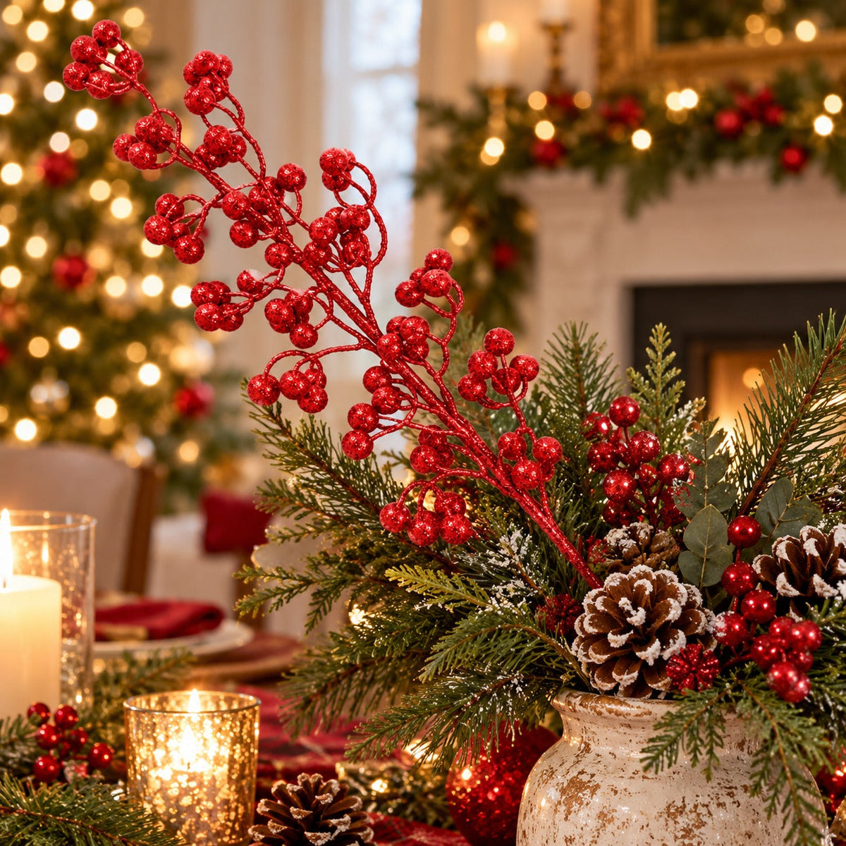 Glitter Berry Christmas Decorative Spray– 80 cm