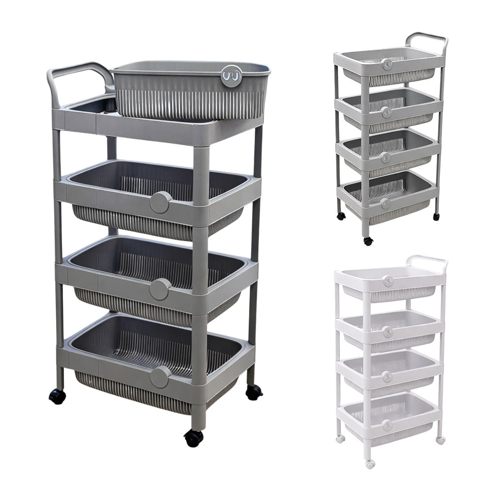 Multi-Purpose 4-Tier Plastic Storage Rack on Wheels