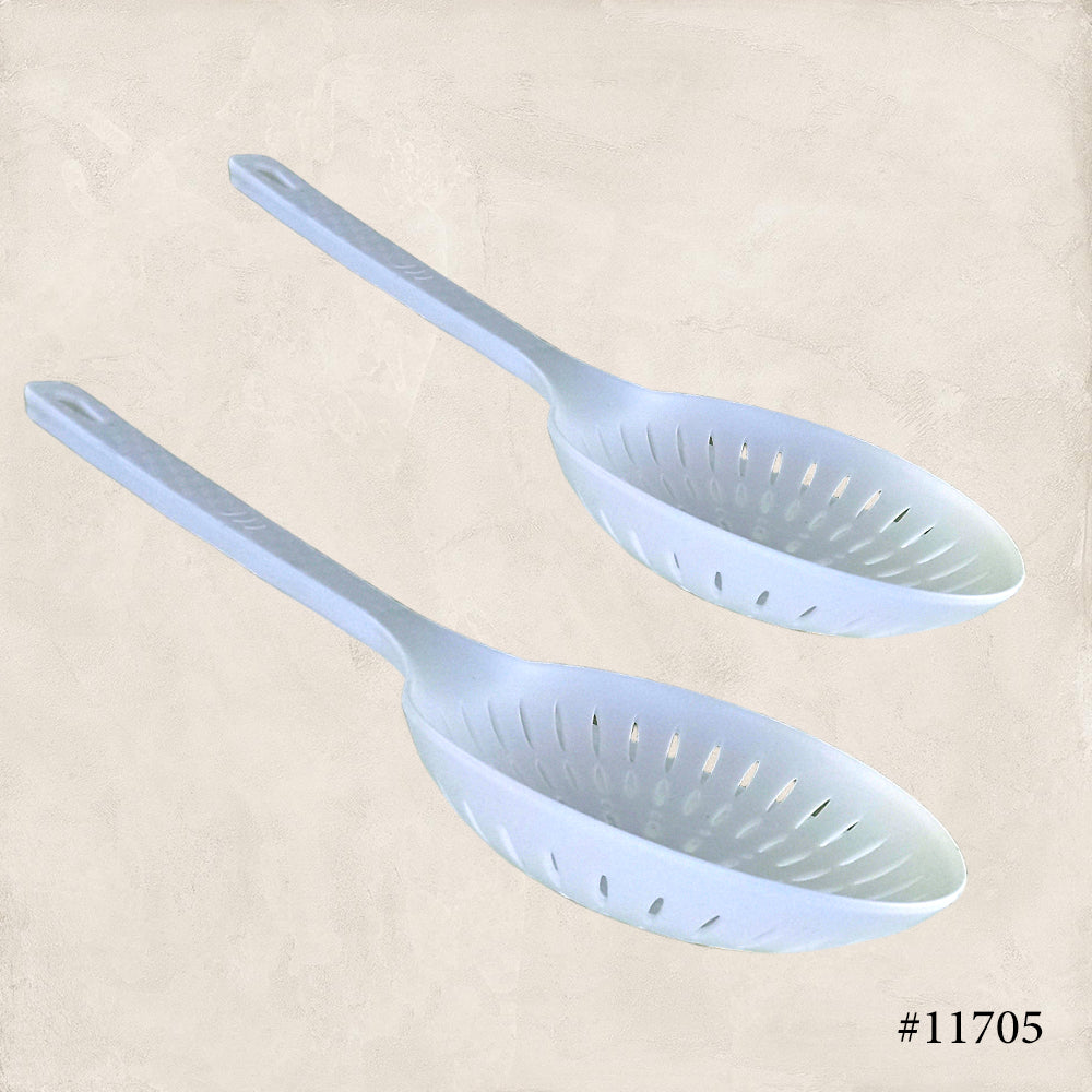 Round Food Scoop Colander Strainer Slotted Spoon with Handle