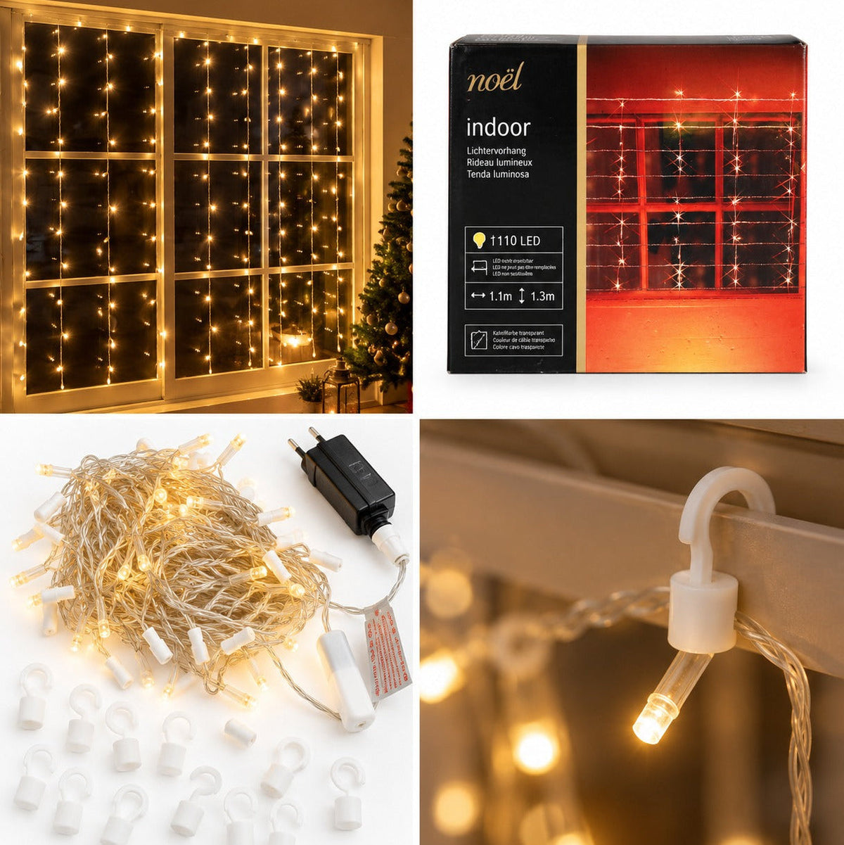 Noël Indoor LED Curtain Lights – 110 Warm White LEDs