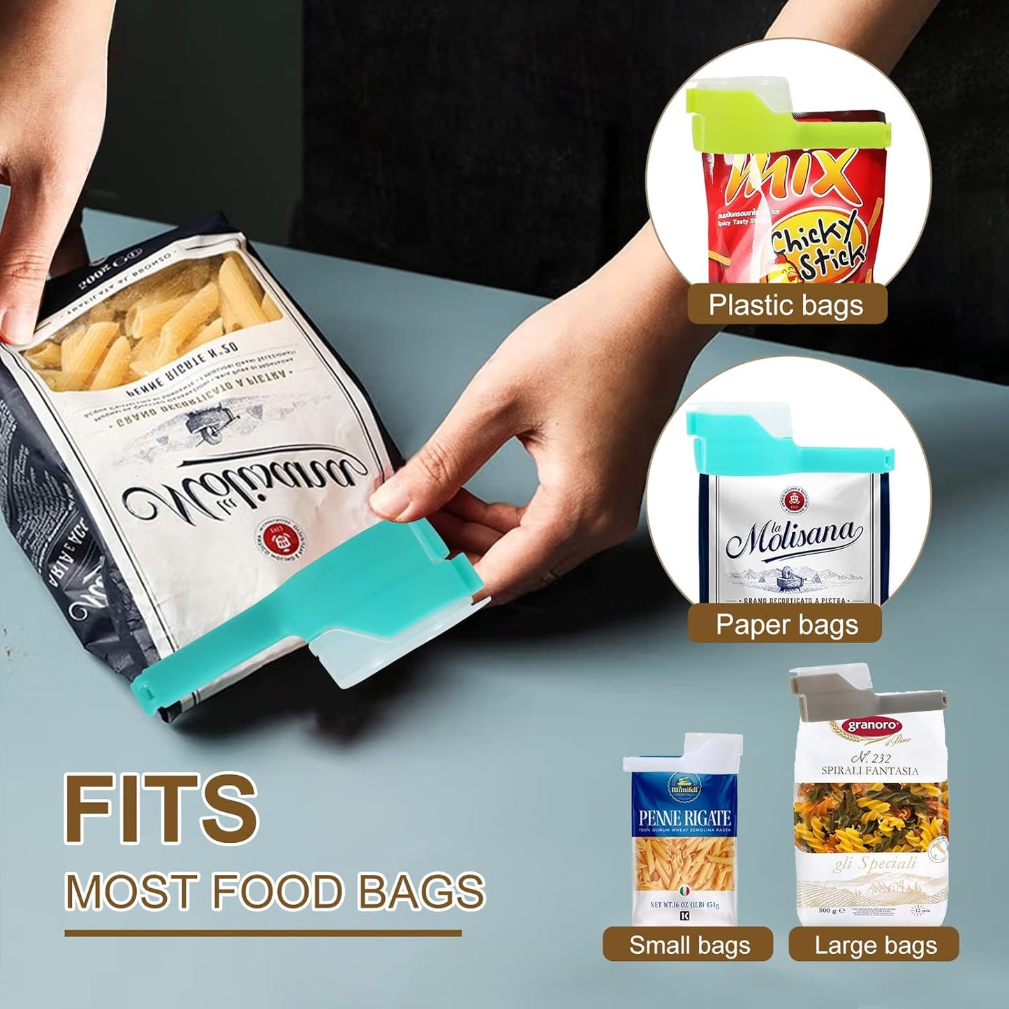 4-Pieces Bag Clips for Food Storage Sealing Clips with Pour Spouts