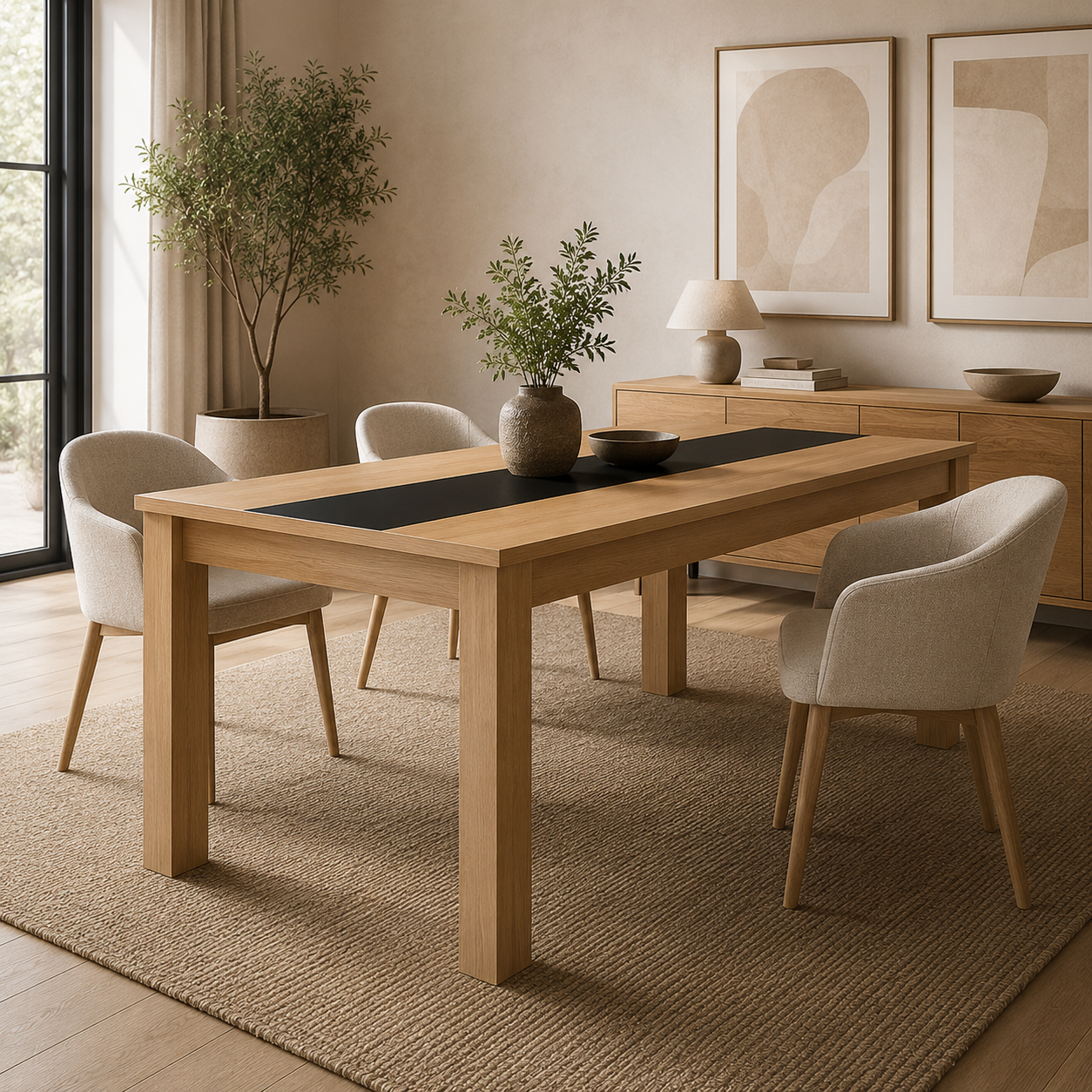 Leon Modern MDP with Scratch-Resistant Coating & Reversible Black Insert Dining Table