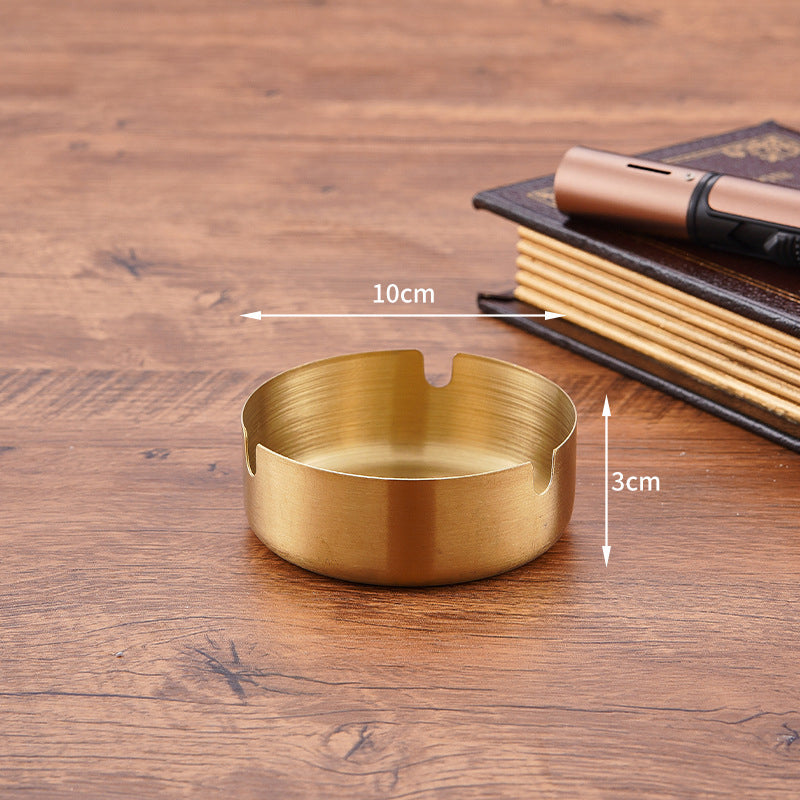 Stainless Steel Cigarette Ashtray Gold – 10 cm HY080-10