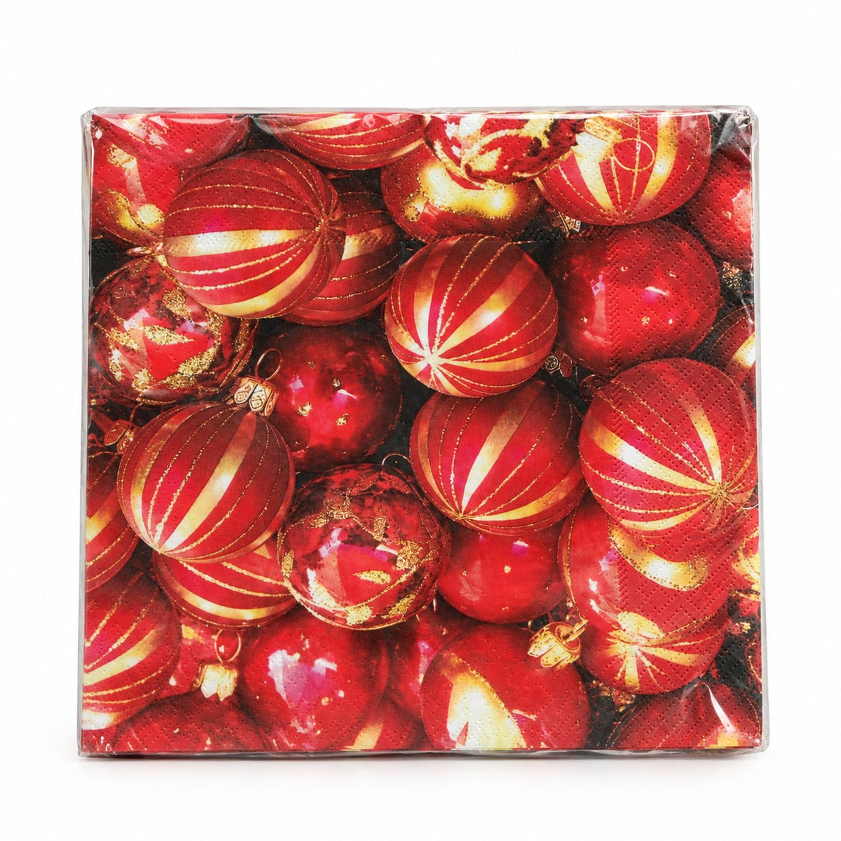 Red & Gold Christmas Bauble Paper Napkins – Pack of 20