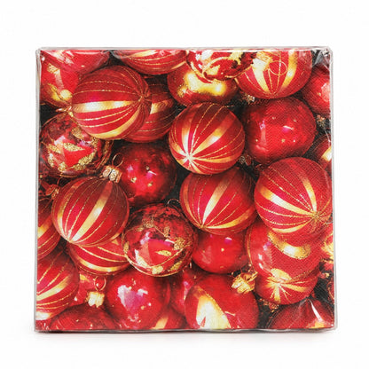 Red & Gold Christmas Bauble Paper Napkins – Pack of 20