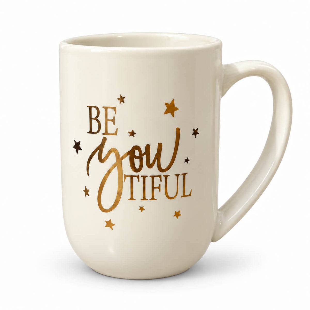 Elegant Ivory & Gold Ceramic Mug -500 ML