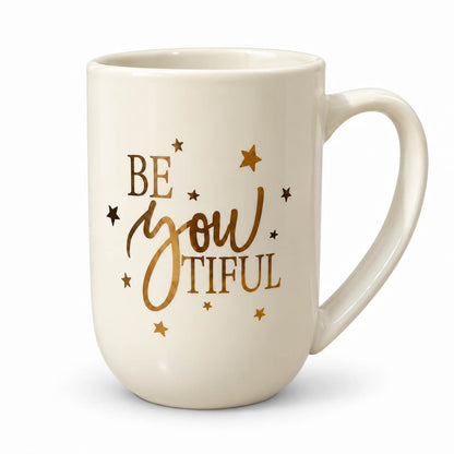 Elegant Ivory & Gold Ceramic Mug -500 ML