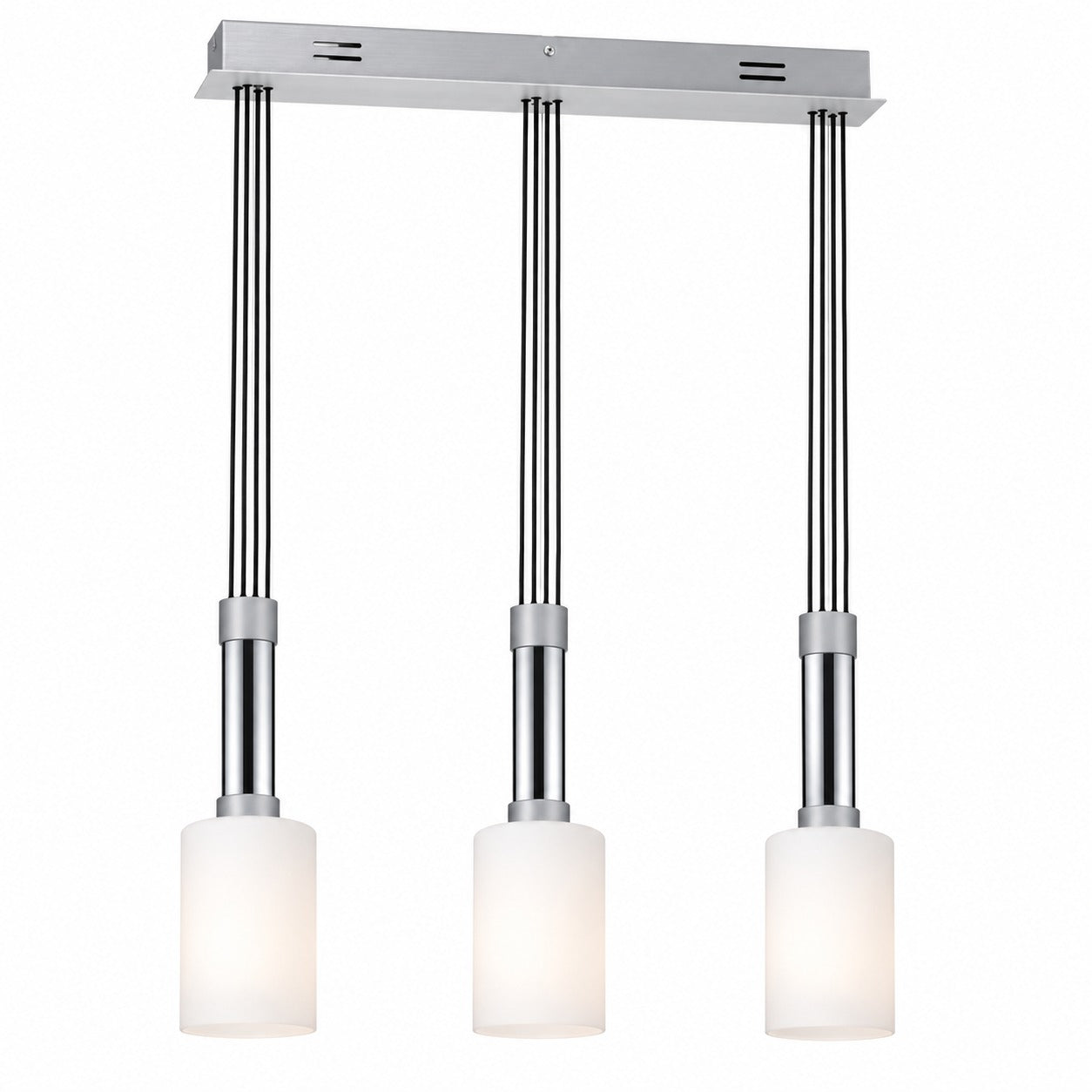 Micasa MILA 3-Light Pendant Light – Satin Silver & Chrome | Frosted Glass Adjustable Suspension