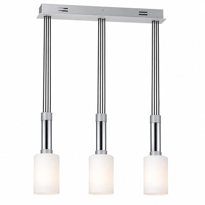 Micasa MILA 3-Light Pendant Light – Satin Silver & Chrome | Frosted Glass Adjustable Suspension