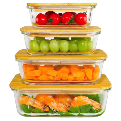 Food Storage Container Glass with Bamboo Lid
