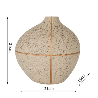 Danny Home Decorative ceramic vase 21.5cm – Beige and Gold