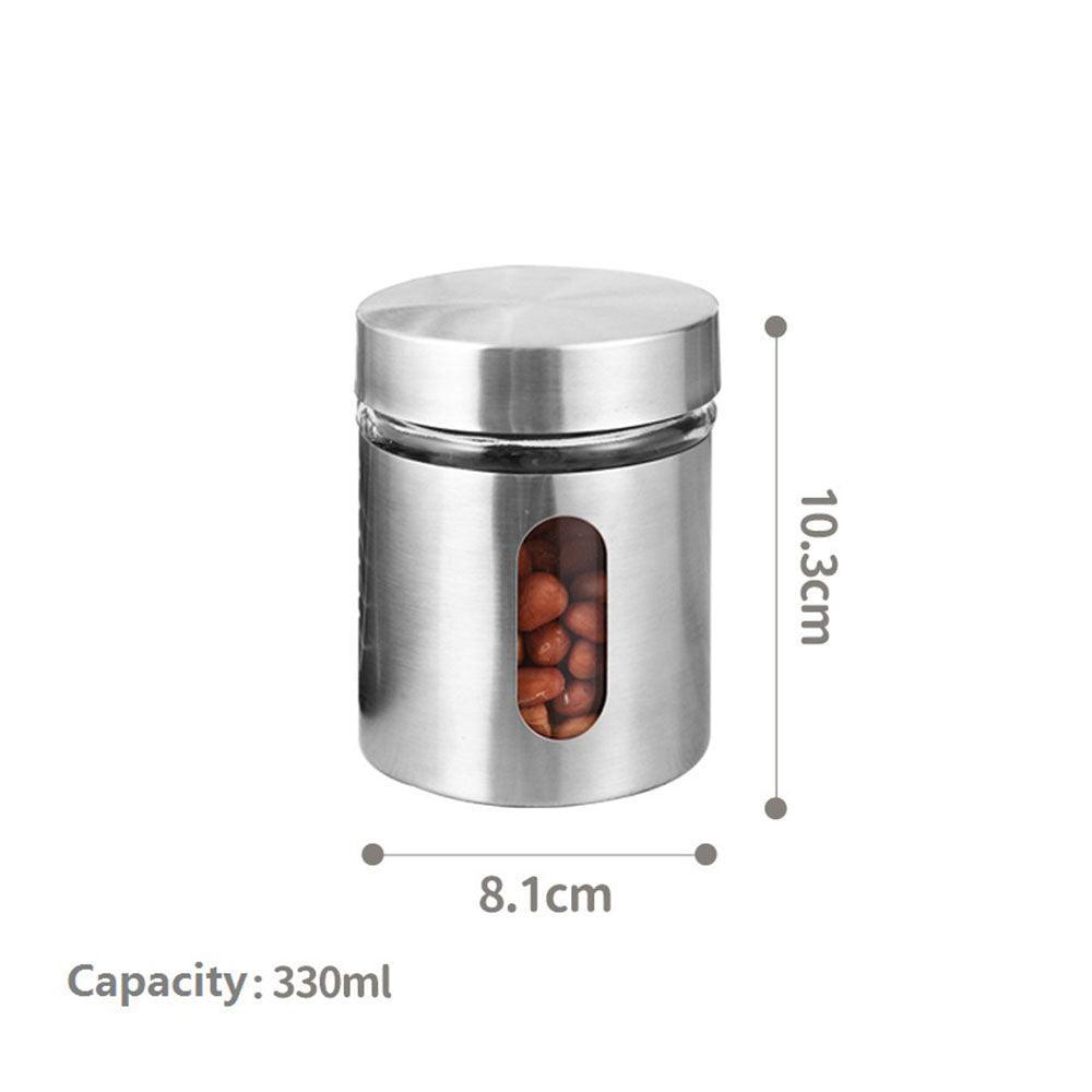 8-Pcs Stainless Steel Glass Spice Rack Set – 330/100ml #CB-TWJ07