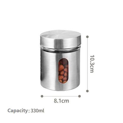 8-Pcs Stainless Steel Glass Spice Rack Set – 330/100ml #CB-TWJ07