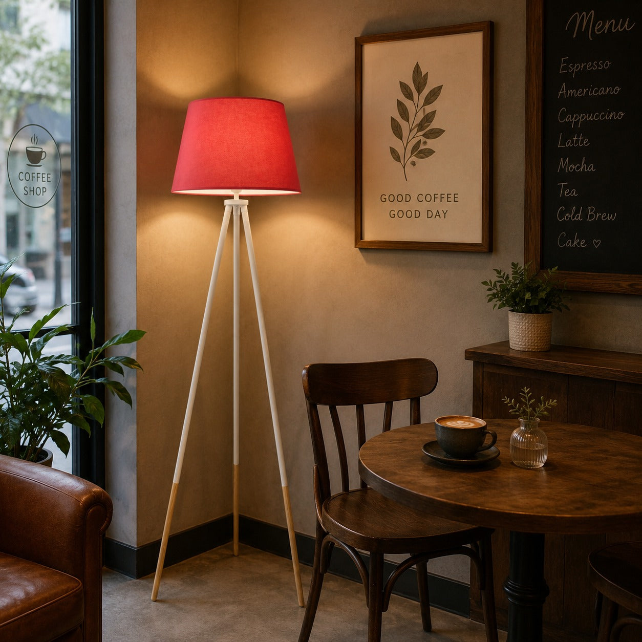 Modern Tripod Floor Lamp with Fabric Lampshade