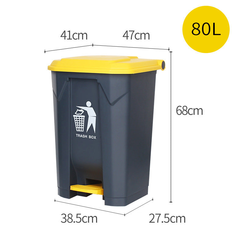 20/30/50/80/100-Liter Heavy-Duty Plastic Foot Pedal Operated Trash Can with Lid