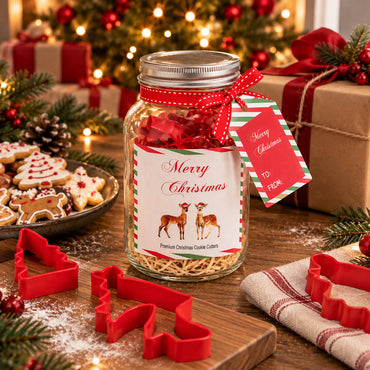 Cucina & Tavola Baking Shop Christmas Cookie Cutters – Set of 4 in Gift Jar