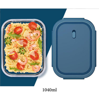 Rectangle Glass Food Storage Containers with Blue Plastic Lid (1040ml)