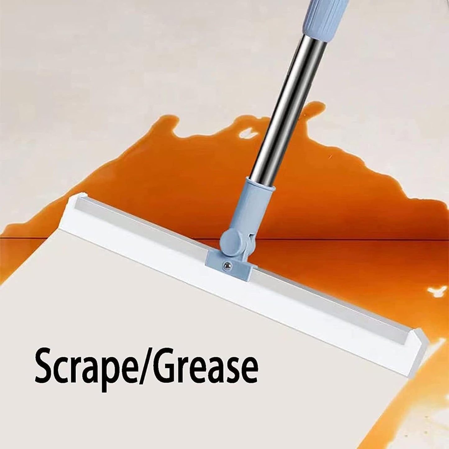 Silicone 3-in-1 Adjustable Indoor Broom Sweeper 180 Degree Rotatable Floor Wiper 52-cm