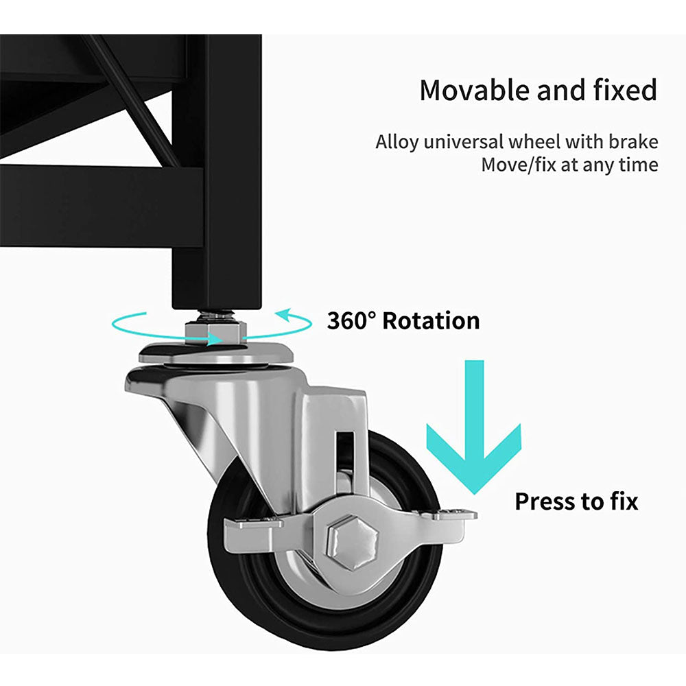 5-Tier Heavy Duty Foldable Storage Shelves With Wheels for Garage Kitchen, Basement & Pantry (W72 x D36 x H163)cm – Black