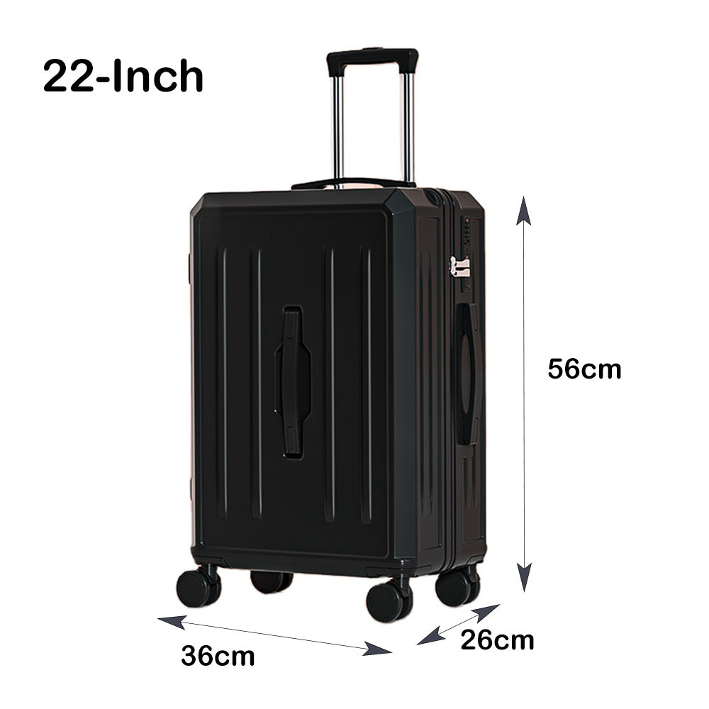 Carry-On Suitcase with USB Charging & Cup Holder (Black)
